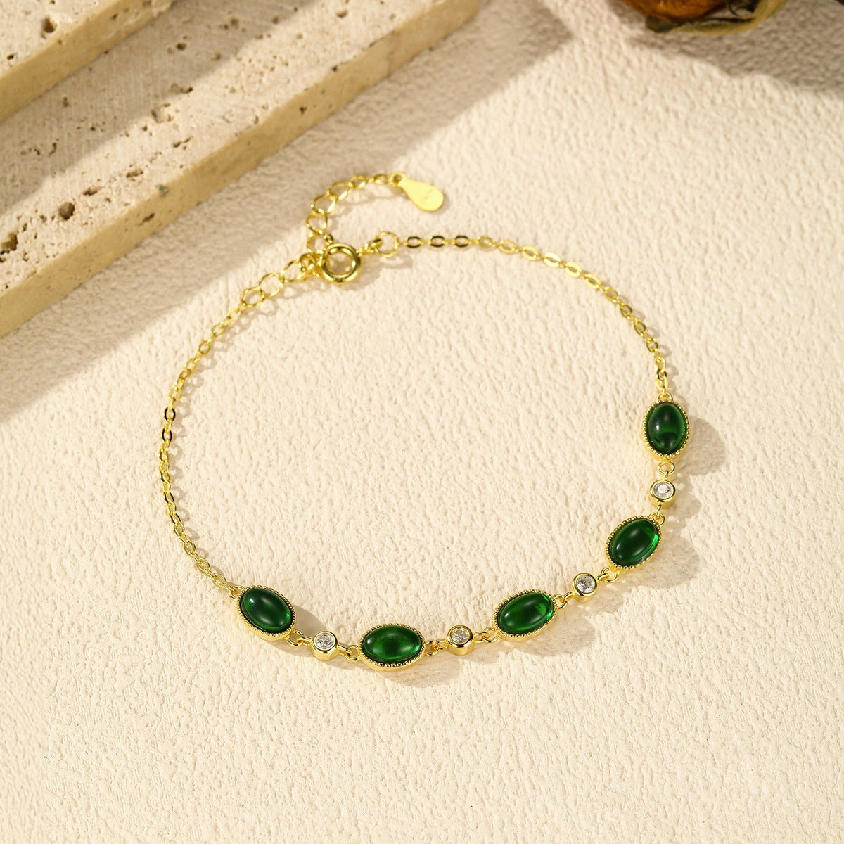Pulsera vintage verde esmeralda en plata S925