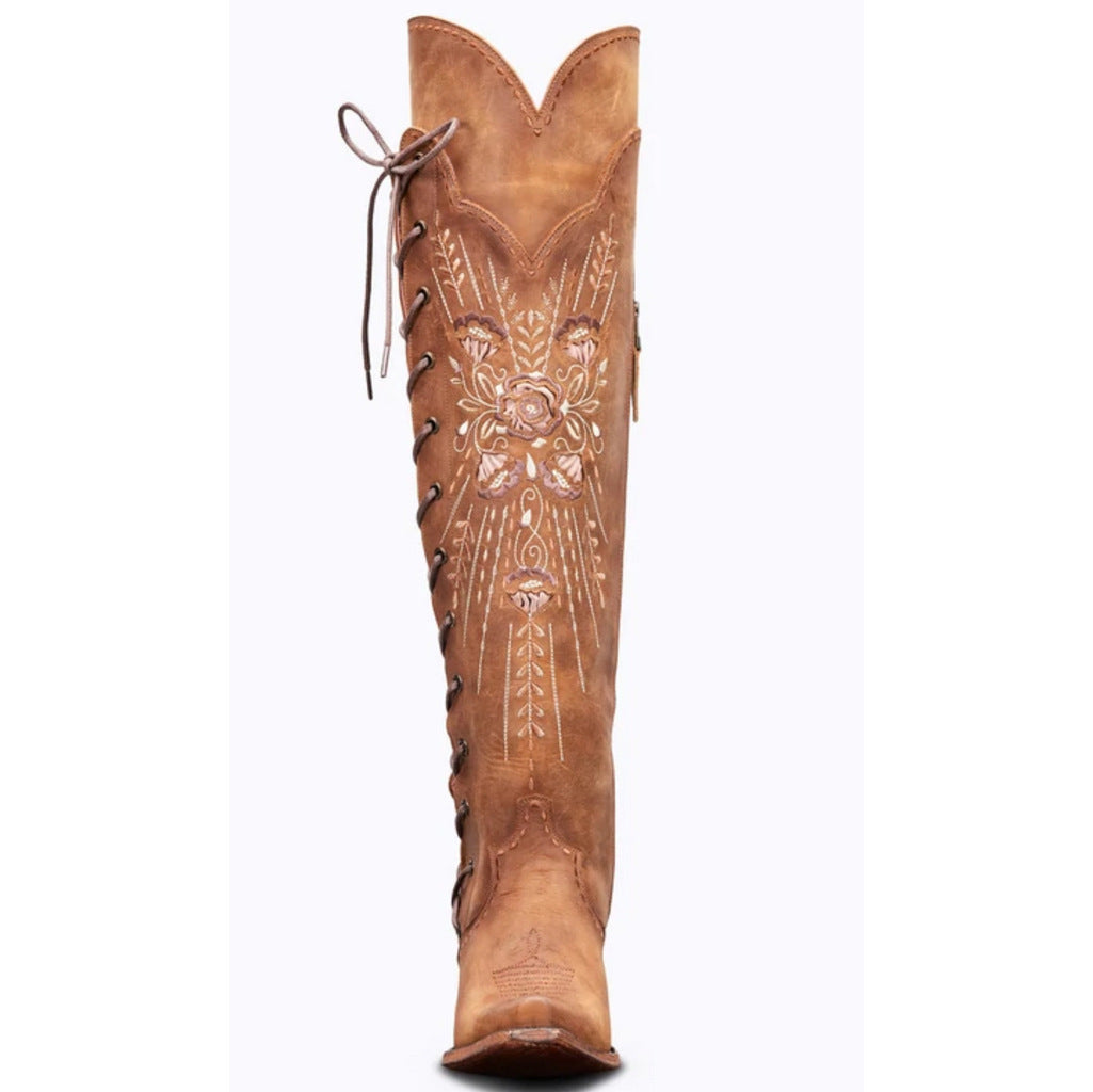 Botas western vintage bordadas con cordones
