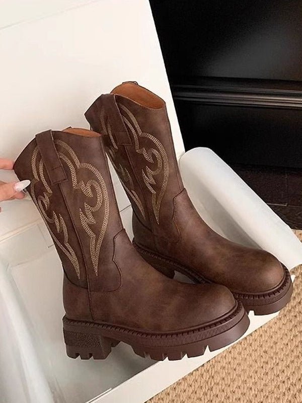 Botas de media caña retro de cuero suave