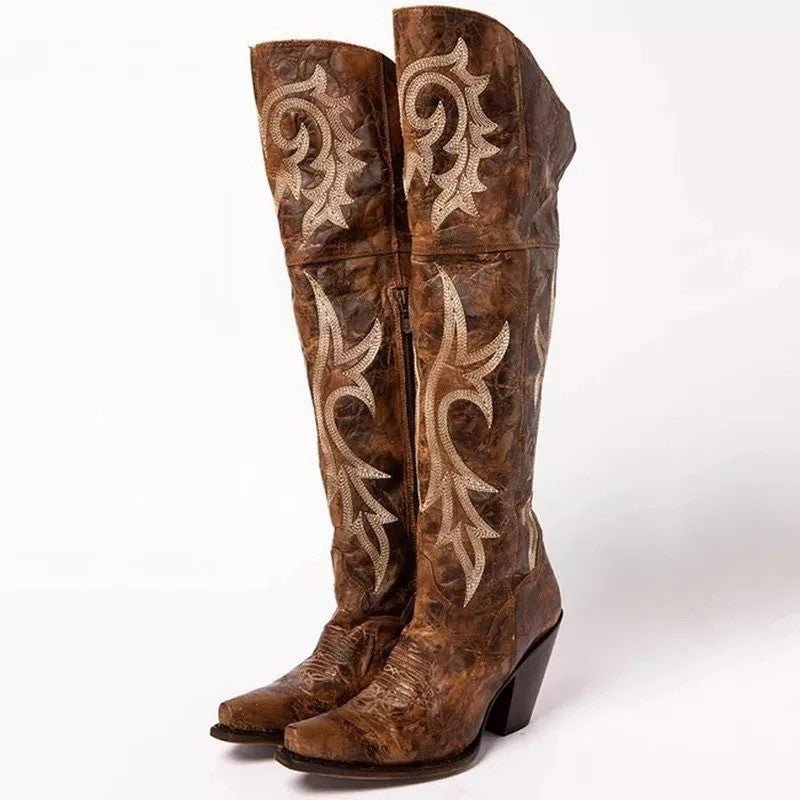 Botas altas retro con tacón grueso