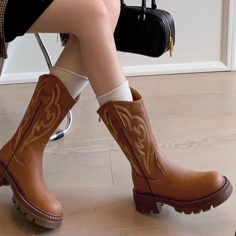 Botas de media caña retro de cuero suave