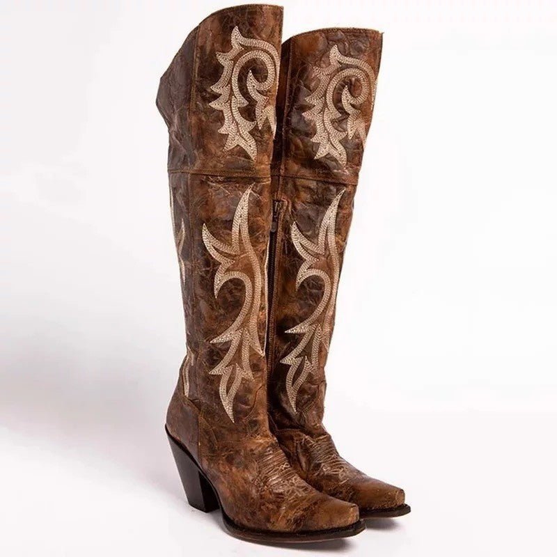 Botas altas retro con tacón grueso