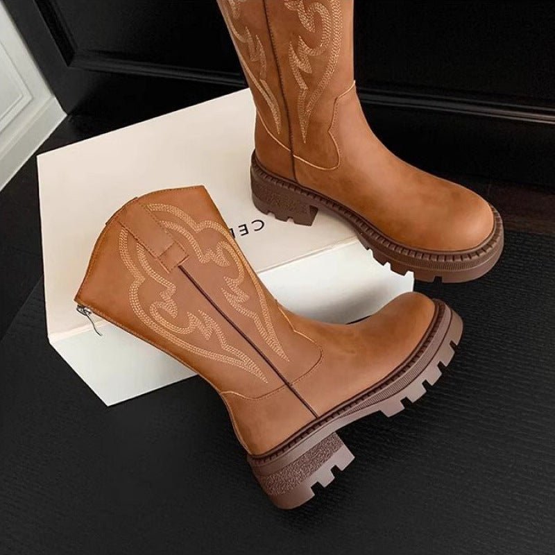 Botas de media caña retro de cuero suave