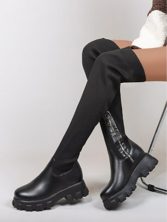 Botas altas de punto con plataforma