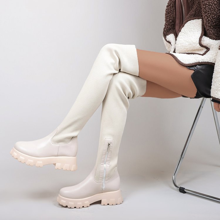 Botas altas de punto con plataforma