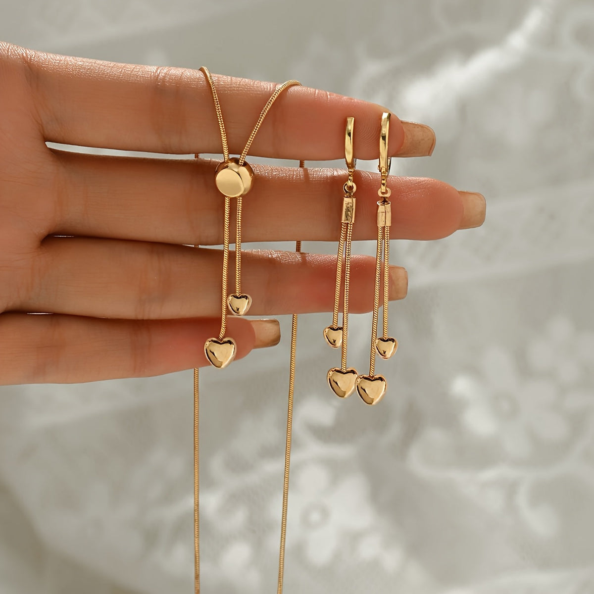 Set collar corazón y pendientes Rosalie