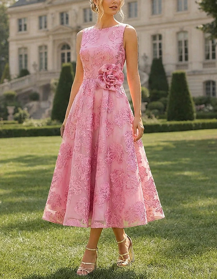 Vestido midi sin mangas en color rosa