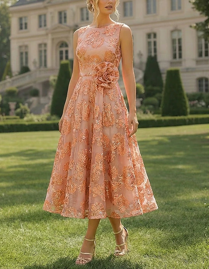 Vestido midi sin mangas en color rosa