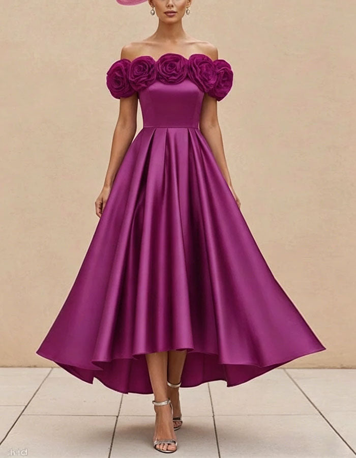 Vestido midi de satén rosa empolvado