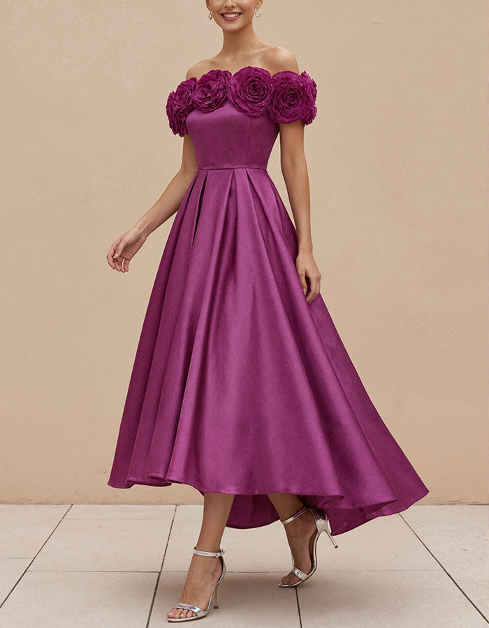 Vestido midi de satén rosa empolvado