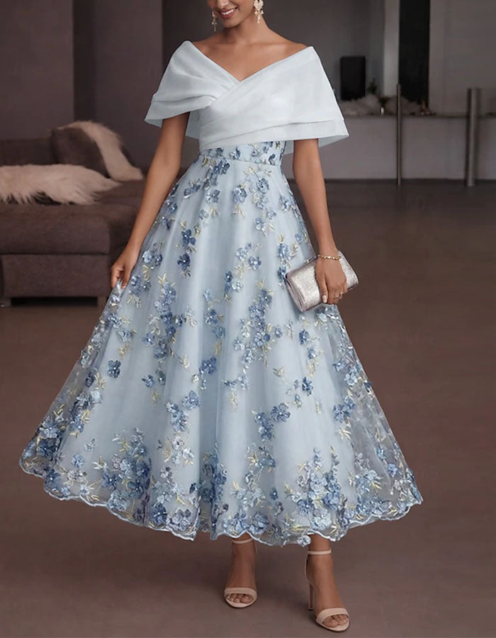 Vestido largo rosa de hombros descubiertos