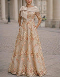 Vestido largo con bordado floral 3D