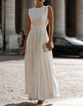 Vestido largo blanco plisado