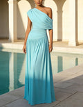 Vestido largo asimétrico azul