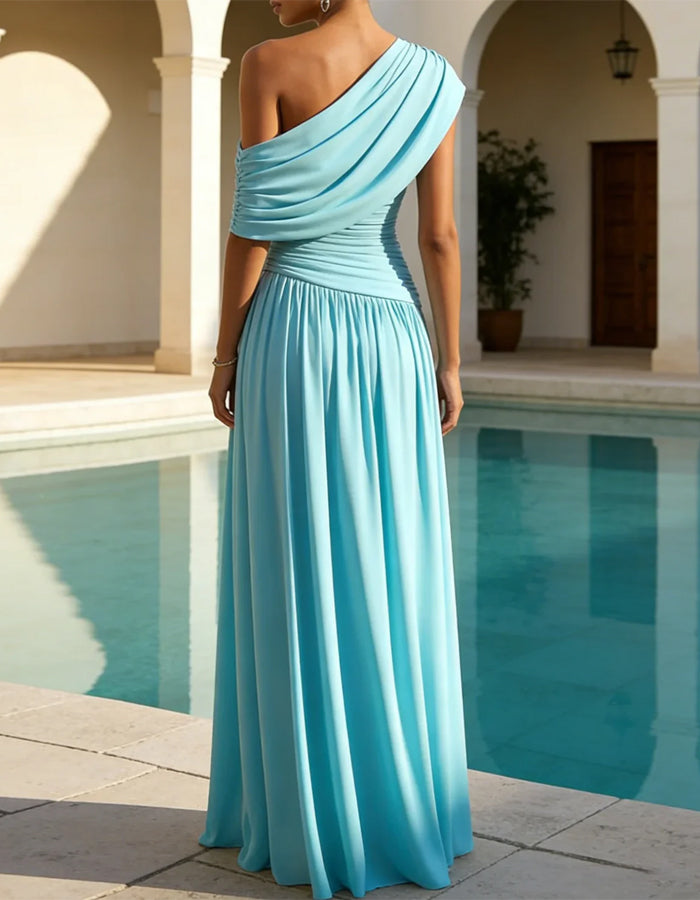 Vestido largo asimétrico azul