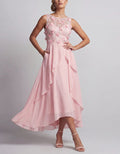 Vestido midi de chifón con aplicaciones florales