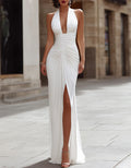 Vestido largo blanco con espalda descubierta