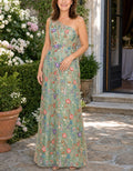Vestido largo asimétrico verde salvia