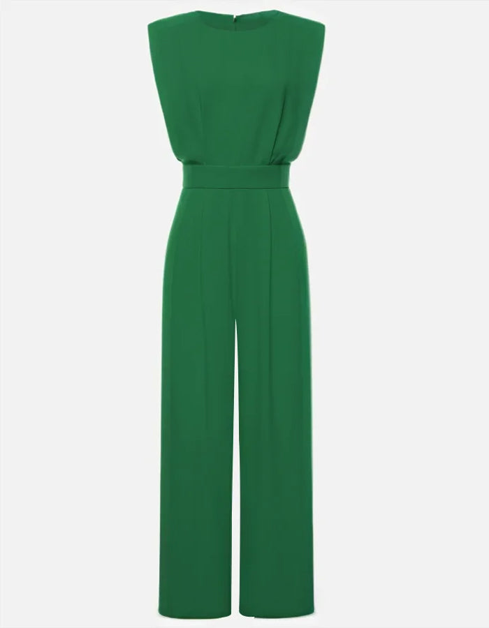 Mono verde con cuello redondo y hombreras acolchadas