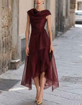 Vestido largo burdeos sin mangas
