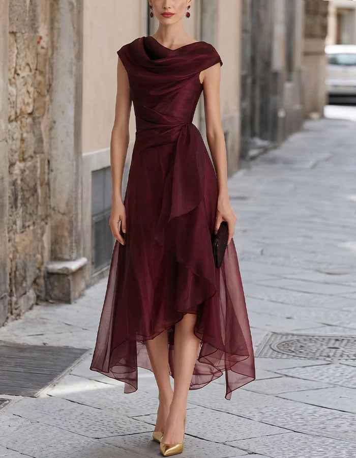 Vestido largo burdeos sin mangas