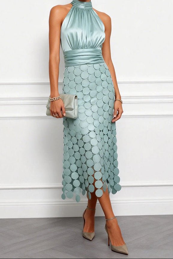 Vestido midi de ceremonia con escote halter