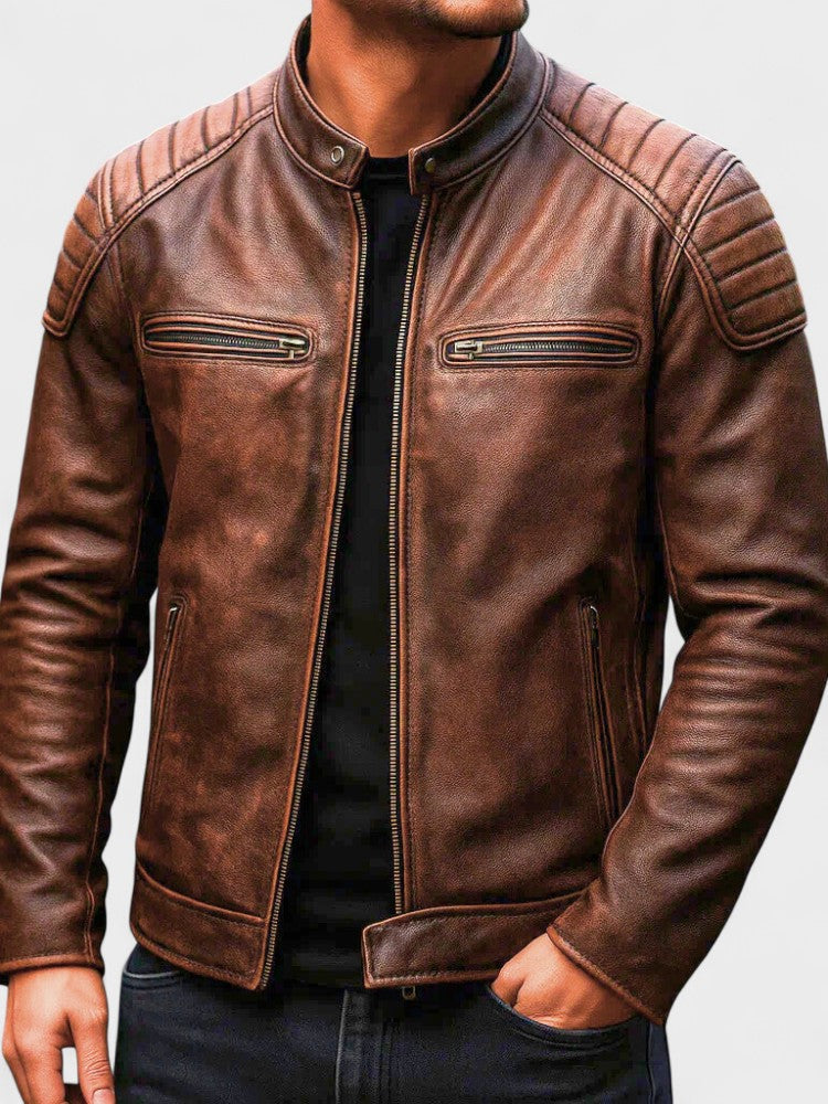 Troels | Chaqueta de piel con refuerzos