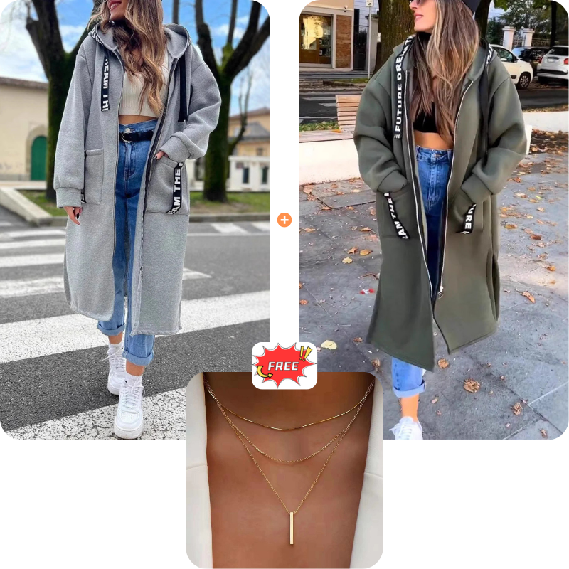 Sudadera larga con capucha para mujer