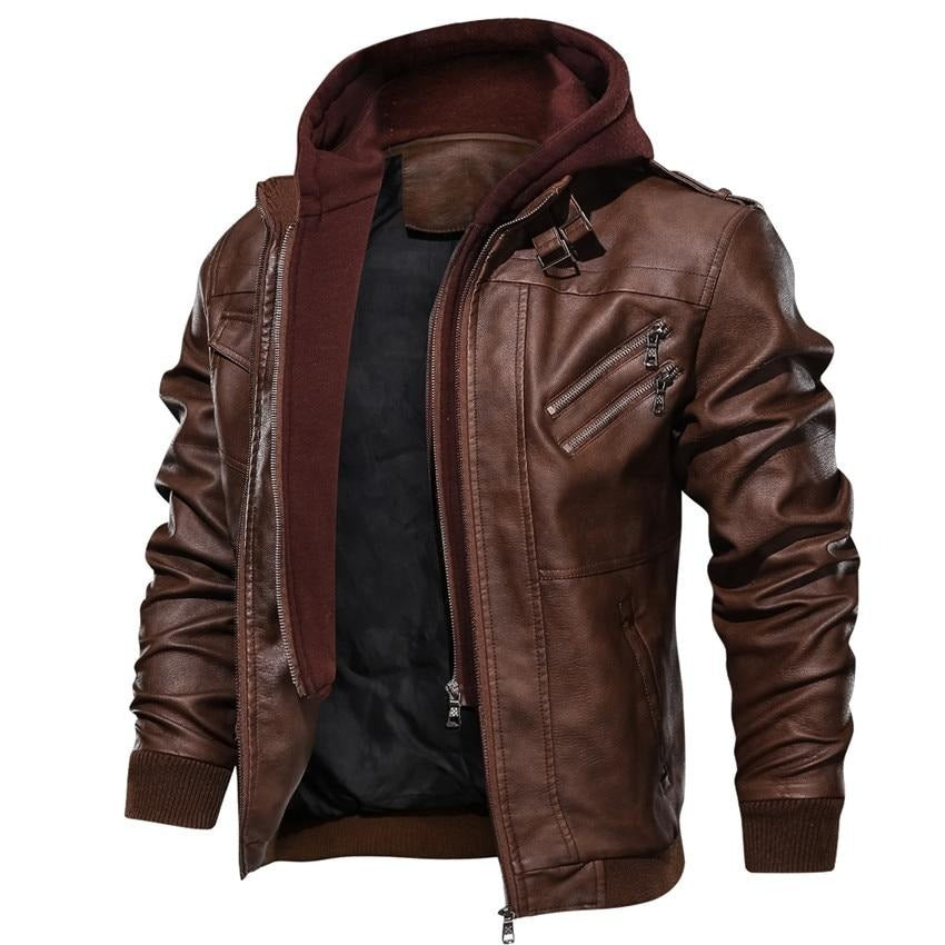 Chaqueta de piel sintética con capucha extraíble