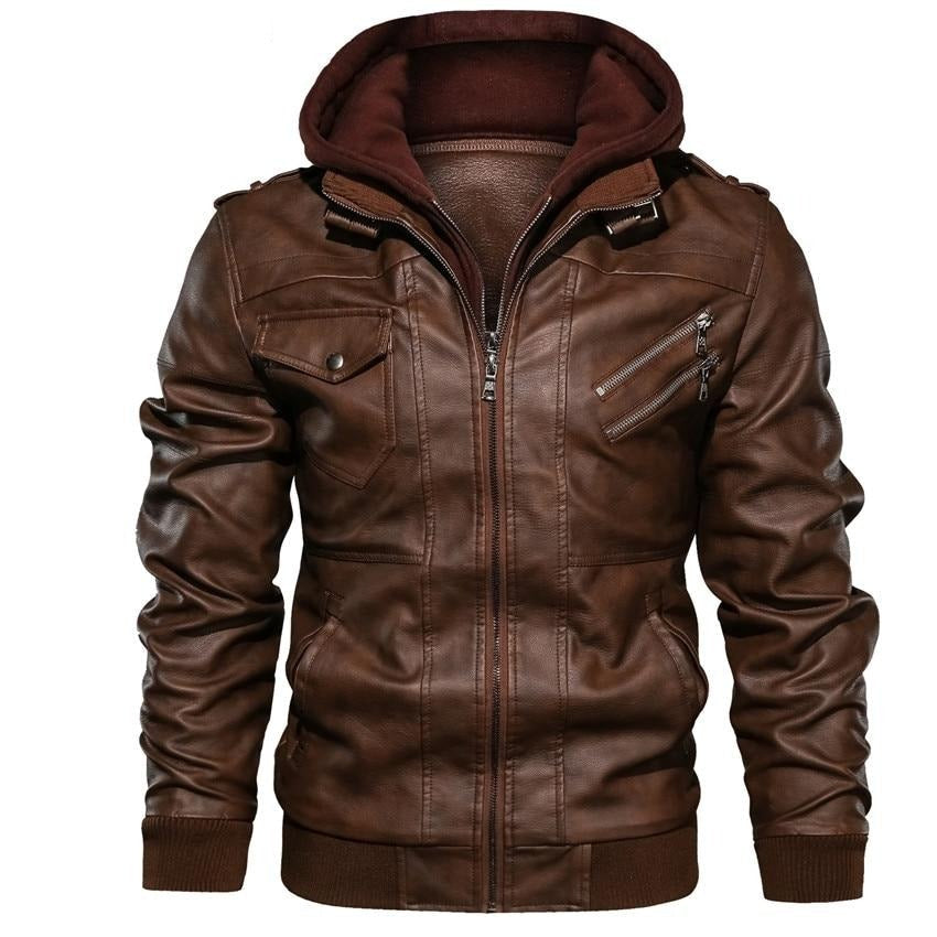 Chaqueta de piel sintética con capucha extraíble