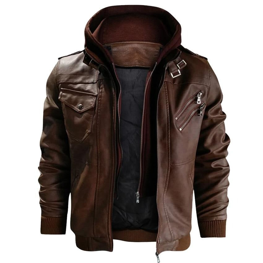 Chaqueta de piel sintética con capucha extraíble