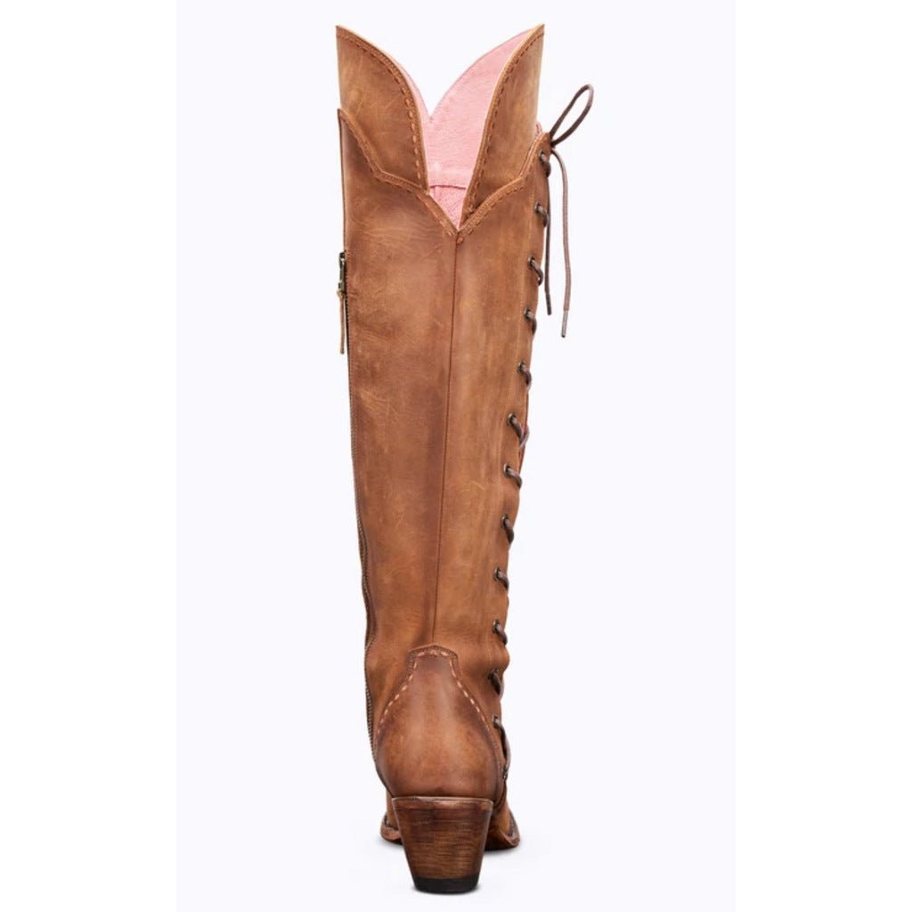 Botas western vintage con bordado y cordones