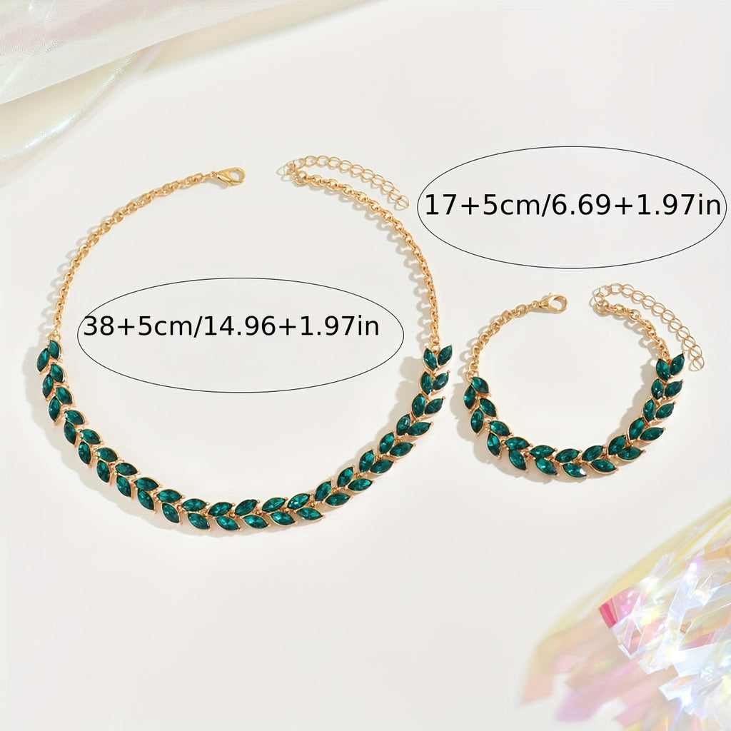 Dúo collar y pulsera cristal verde Émeraude