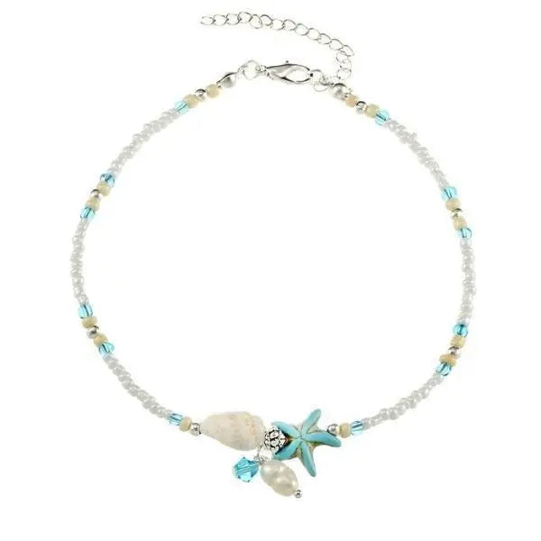 Tobillera estrella de mar y conchas Coralie