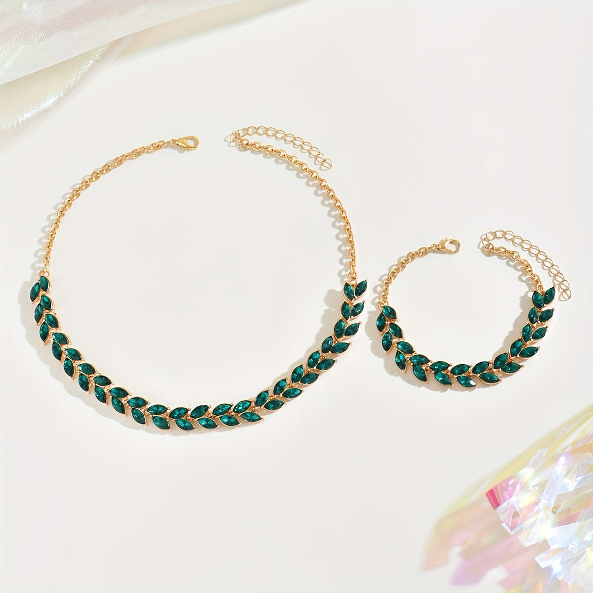 Dúo collar y pulsera cristal verde Émeraude
