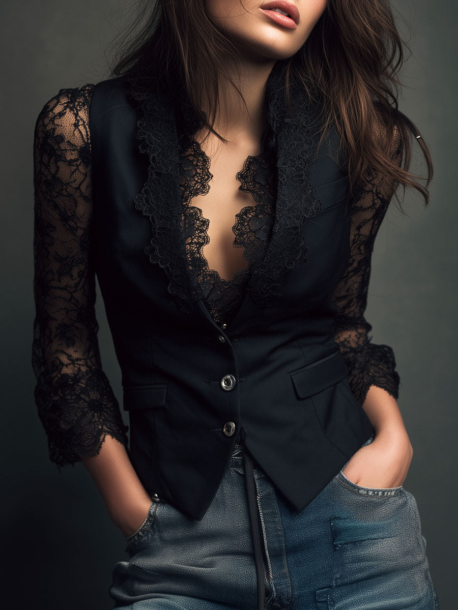 Blazer Noémie con mangas semitransparentes