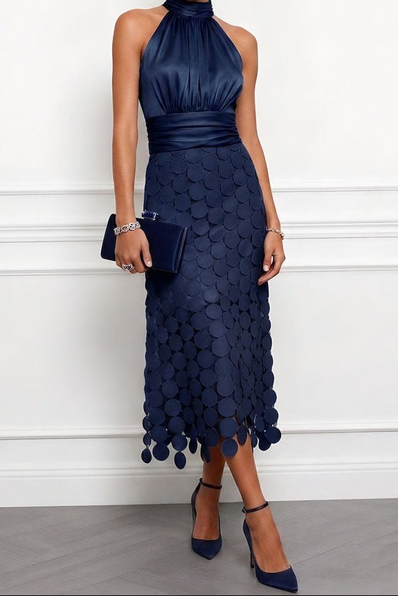 Vestido midi de ceremonia con escote halter
