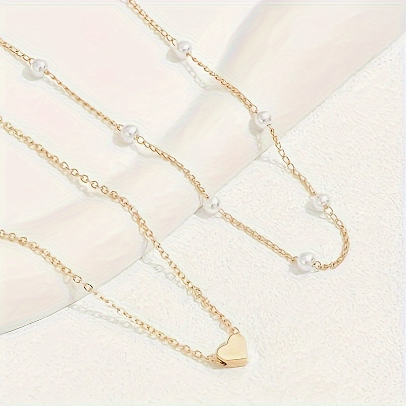 Set corazón y perlas superpuestas Margaux