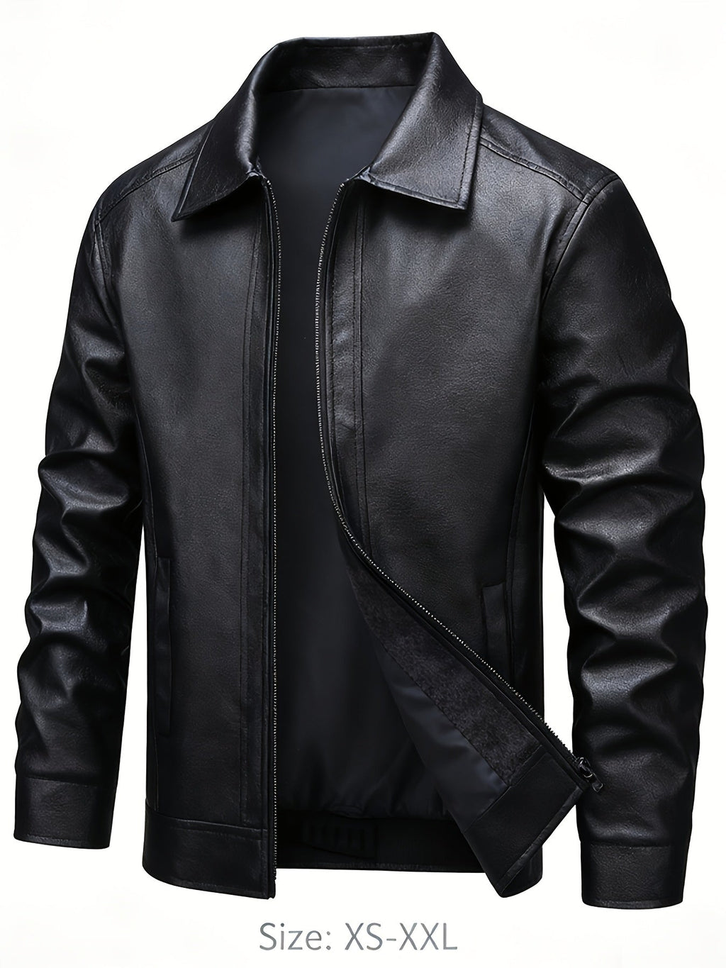 Chaqueta clásica de efecto piel con cremallera