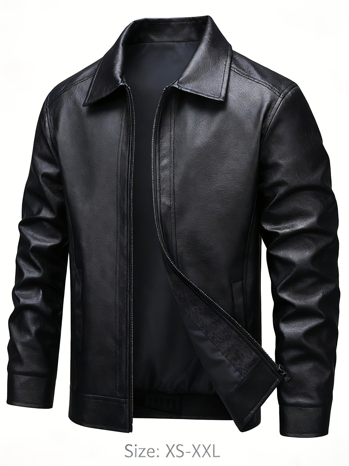 Chaqueta clásica de efecto piel con cremallera