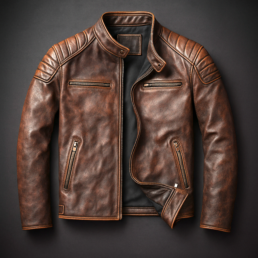 Chaqueta de piel con paneles