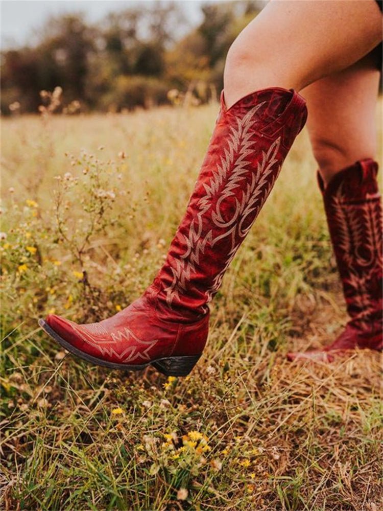 Botas mosqueteras western vintage con bordado