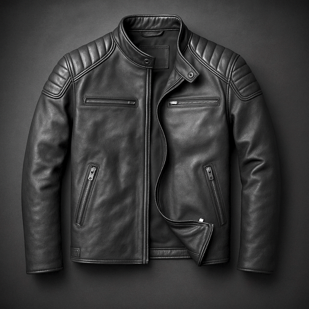 Chaqueta de piel con paneles
