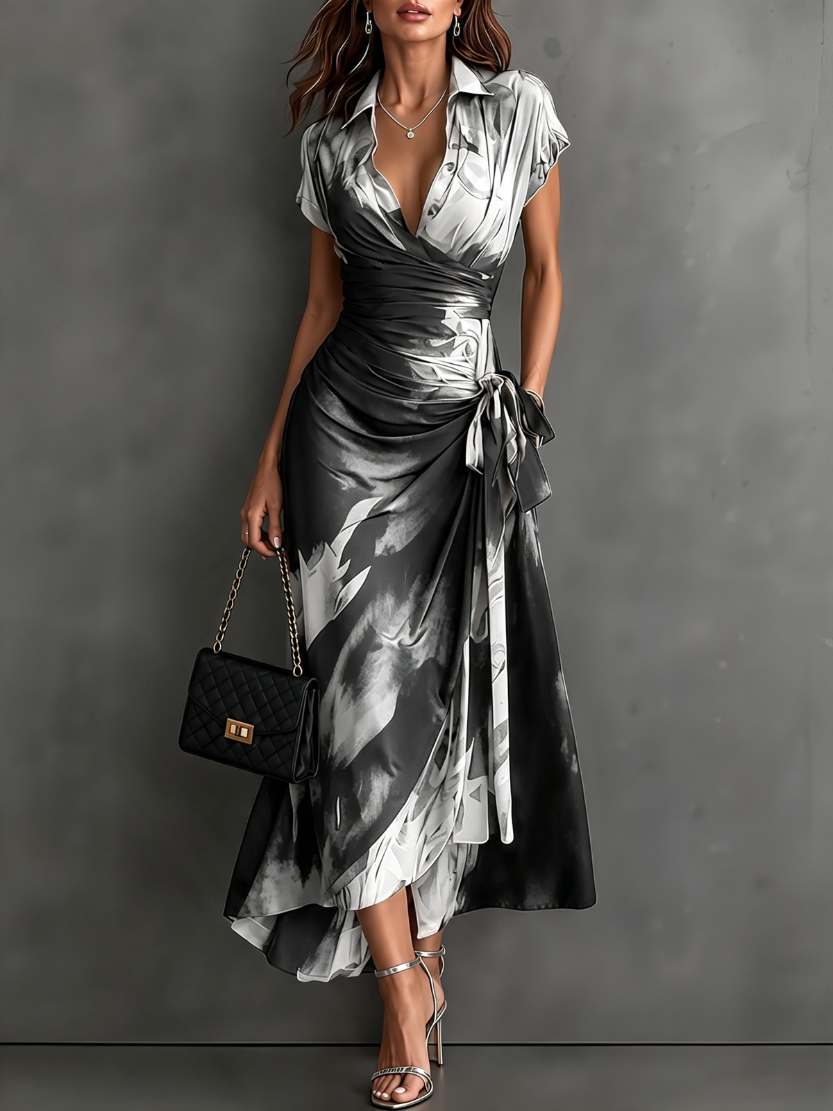 Carlotta vestido midi blanco y negro