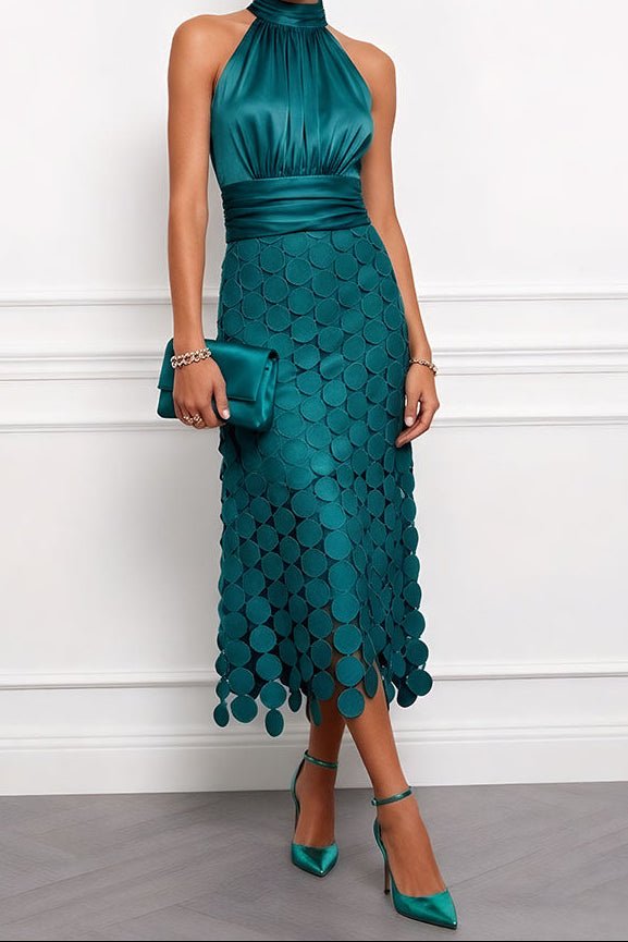 Vestido midi de ceremonia con escote halter