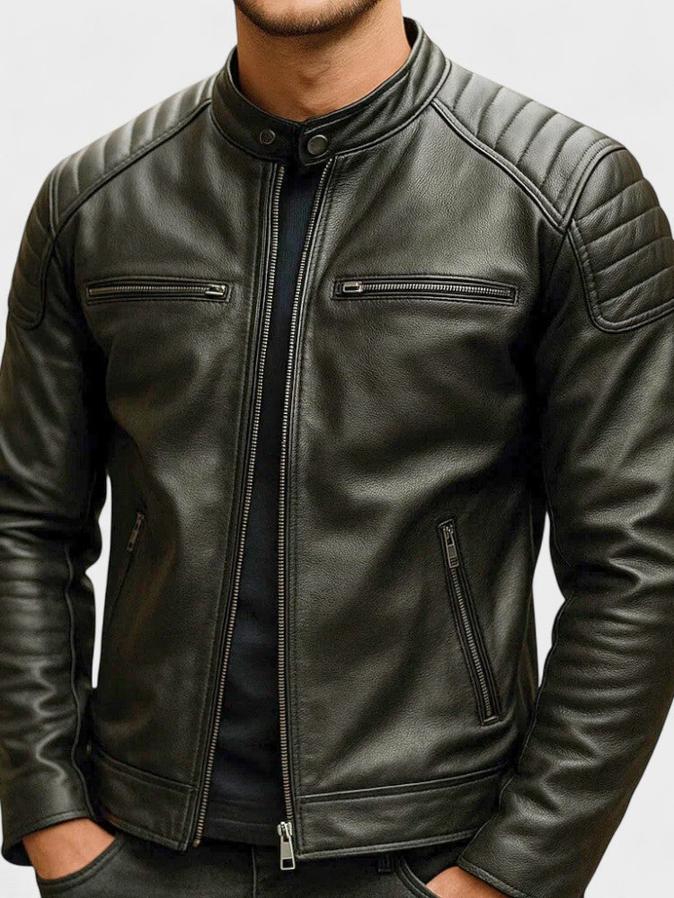 Troels | Chaqueta de piel con refuerzos