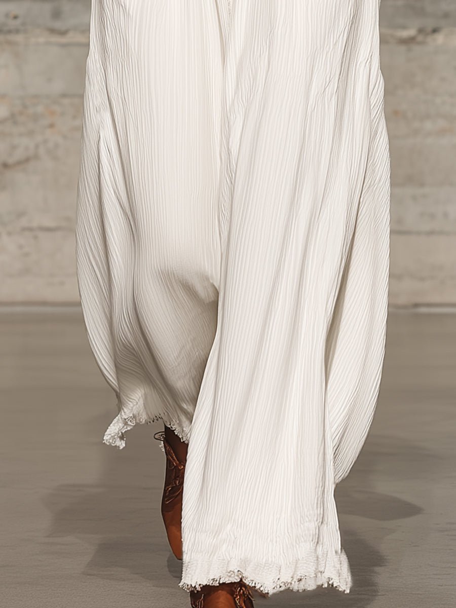 Pantalón ancho retro blanco