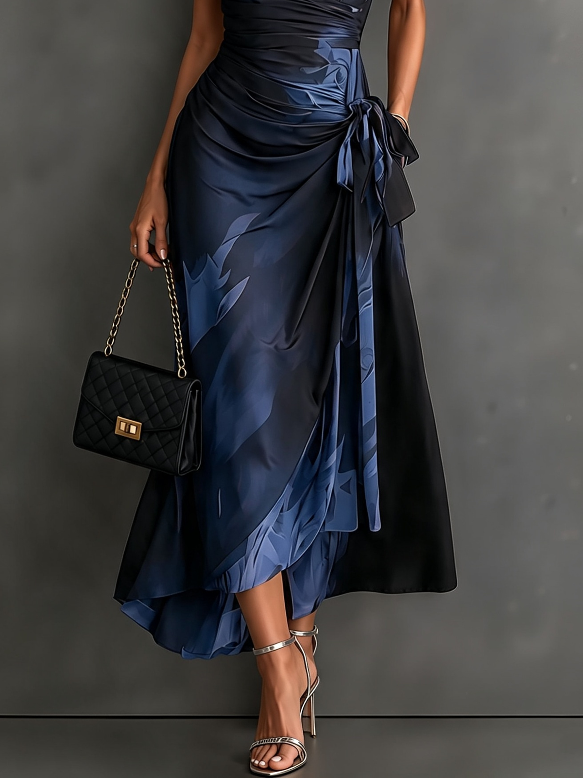 Camilla vestido azul bajo con volante