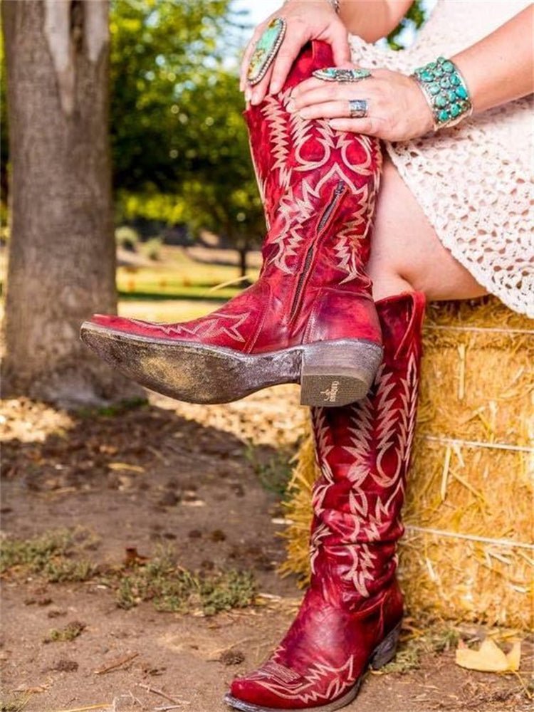 Botas mosqueteras western vintage con bordado