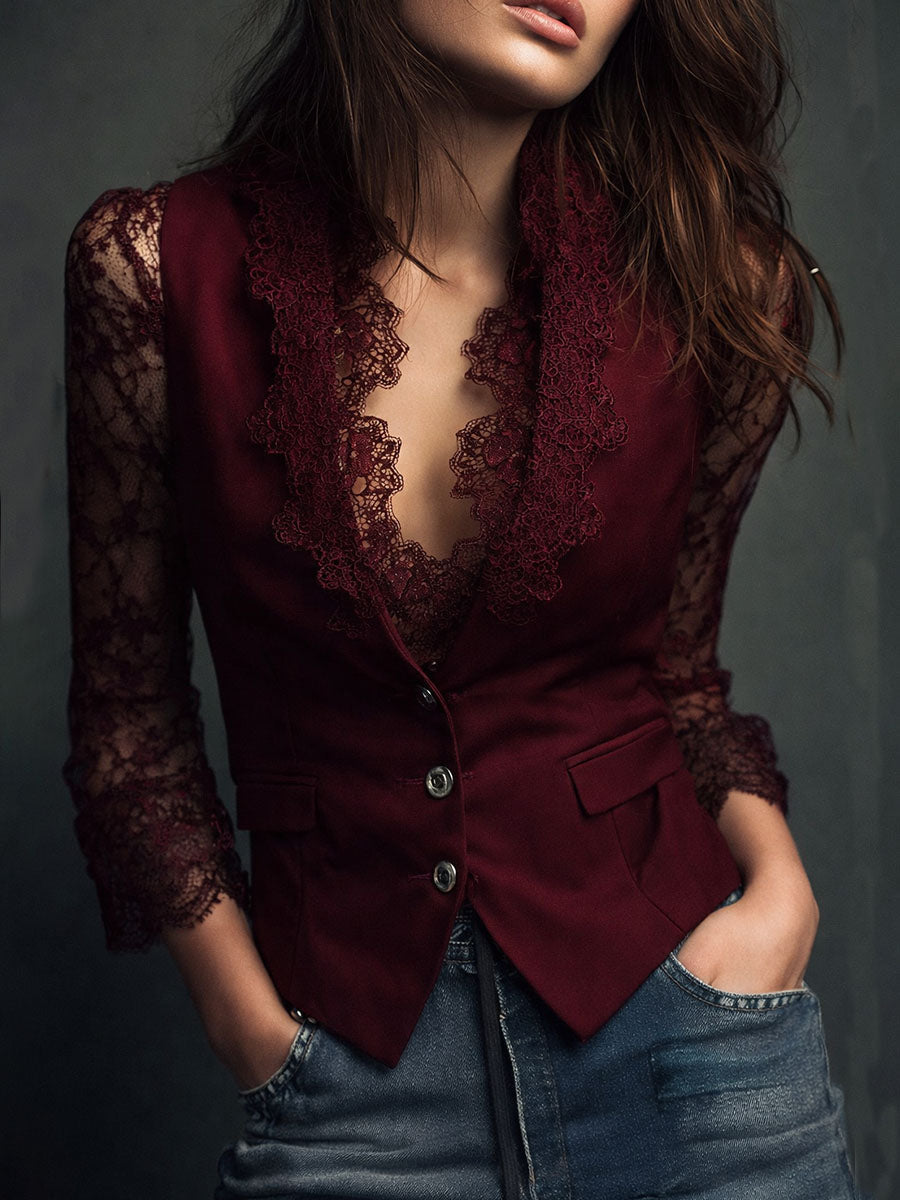 Blazer Noémie con mangas semitransparentes